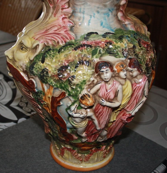 Image 1 of Capodimonte decorative vase with lid – Italian ceramics – 44 cm