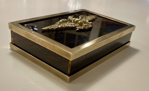 Lucite Schildpatt Messing Box Dior Frankreich 70er Jahre 