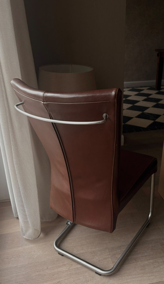 6 Chaises de salle à manger HVS en cuir – Leather, rvs (photo 3 of 5)