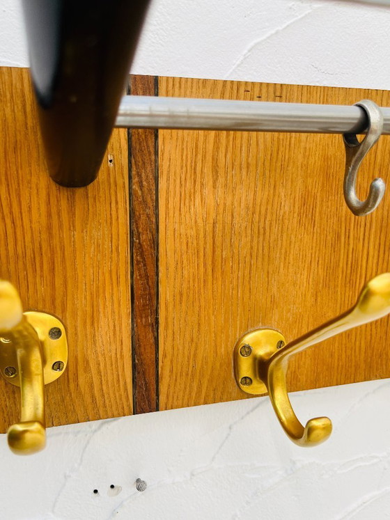 Image 1 of Vintage teak wall-mounted coat rack and mirror