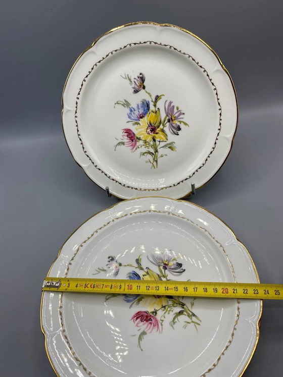 5 Royal C.G. Vierzon Porcelain Flat Plates, Painted Floral Decor – Decorative Objects, Gold (photo 4 of 4)