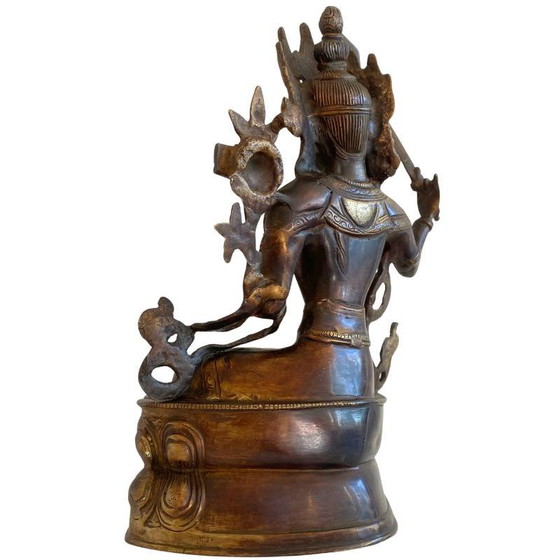 Antigua estatua tibetana de bronce de Manjushri con rastros de dorado lote 170 – Esculturas, Bronze (photo 6 of 15)