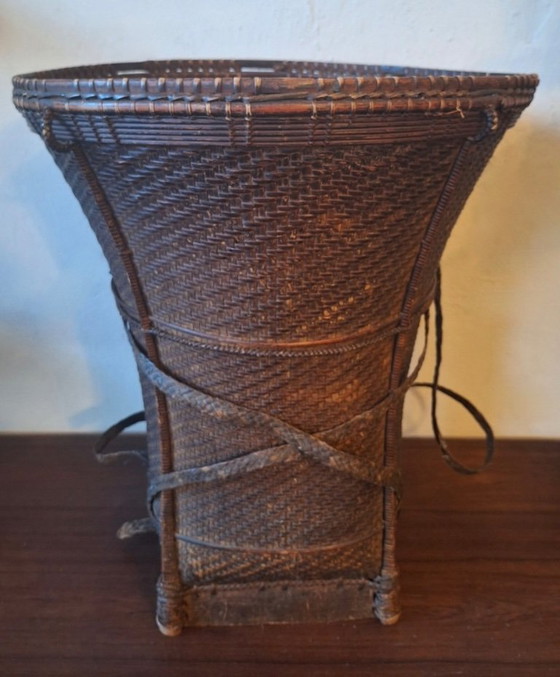 Image 1 of Antique Laos Khmu Tribal Hand Woven Carrying Basket