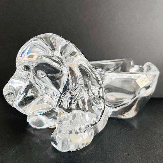 Image 1 of Vintage Vannes le Châtel France dog figurine bowl crystal 1970's