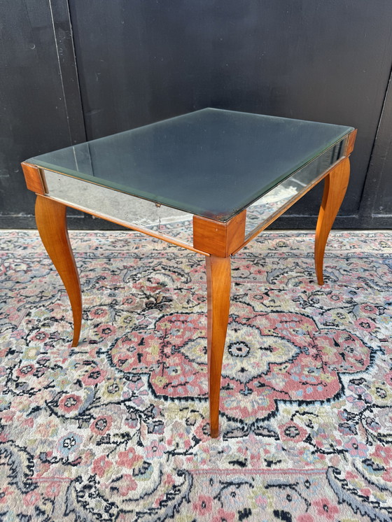 Image 1 of Small wooden coffee table and mirror from the 1950s