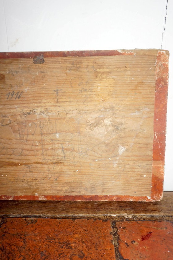 Image 1 of antique ex voto fire rescue painting * early 1800s * oil on wood