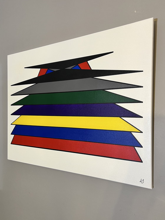 Image 1 of Painting Stacked Harmony (Geometric Abstract)