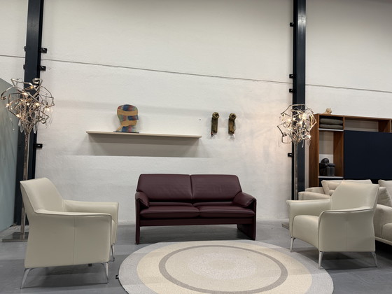 Image 1 of Leolux Bora Beta Bank Donkerrood leer 