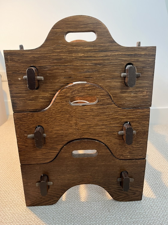 Image 1 of Vintage ‘60 modulair houten wijnrek | Mid-Century Brutalist 