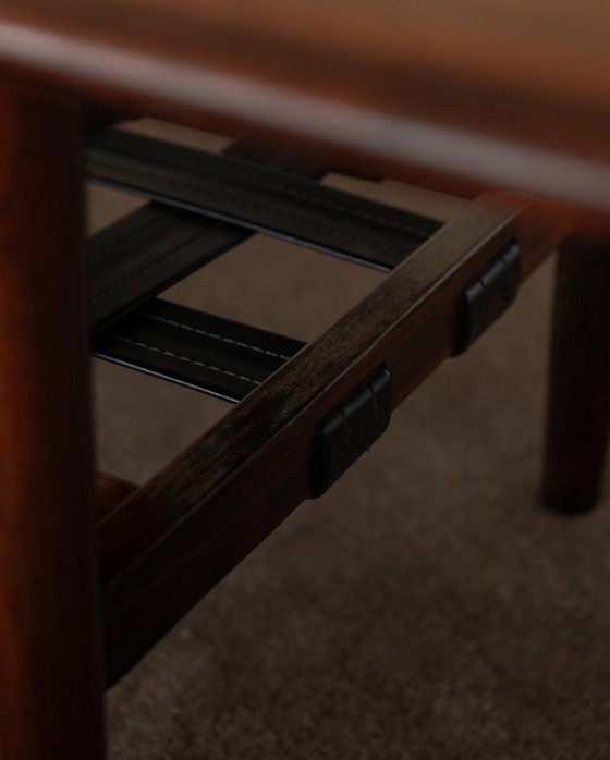 Image 1 of Vintage Rosewood Coffee Table With Leather Magazine Shelf by Topform, Mid-Century Dutch Design, 1960s