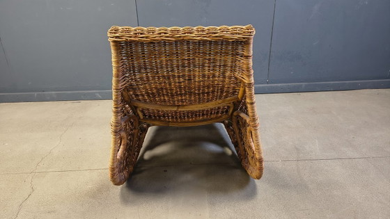 Image 1 of Chaise longue vintage en osier, années 1980