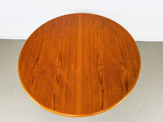 Image 1 of Danish Round Teak Dining Table With Extensions By Gudme Møbelfabrik, 1970S