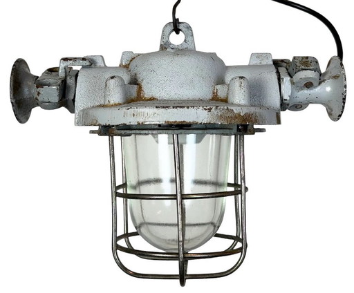 Lámpara industrial gris a prueba de explosiones, década de 1980