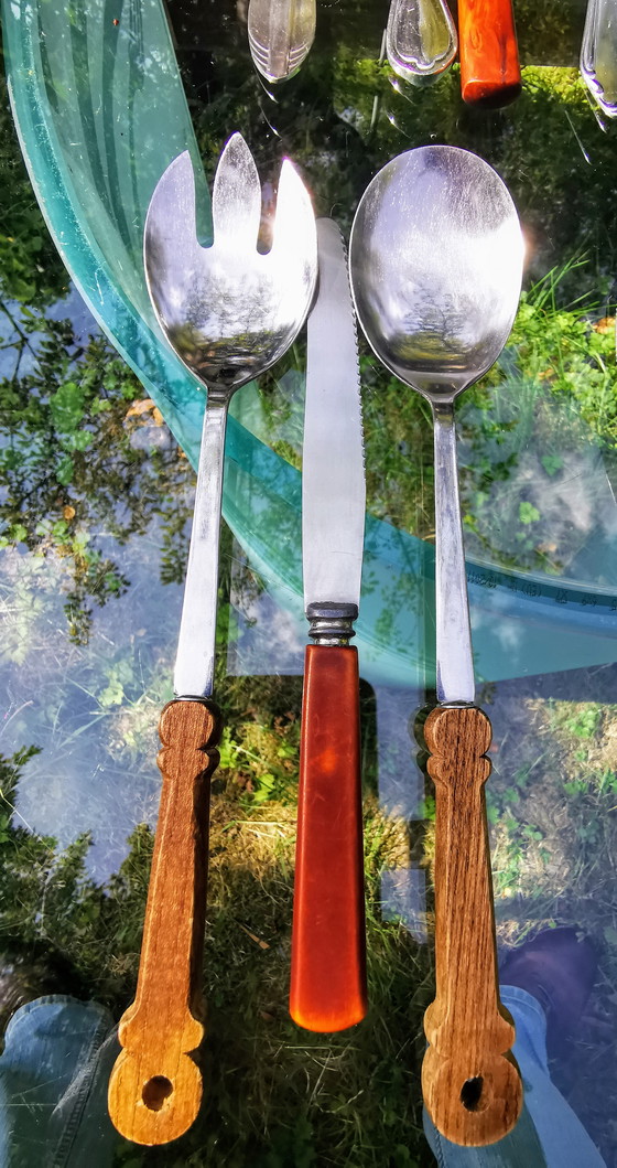 Image 1 of Cutlery sets, oa Gero zilmeta, Gero, Amefa, Sola along with salad servers and loose knives
