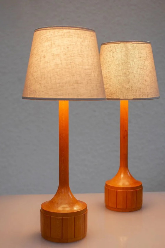 Image 1 of Scandinavian oak table lamps from Elpe, set of 2