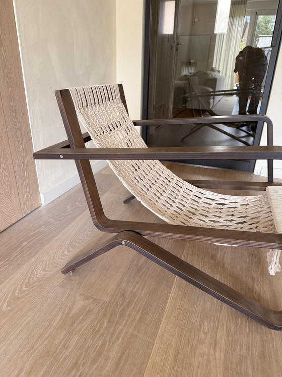 Vintage design hammock chair lounge stoel – hout & macramé – Fauteuils, Textile (photo 5 of 10)