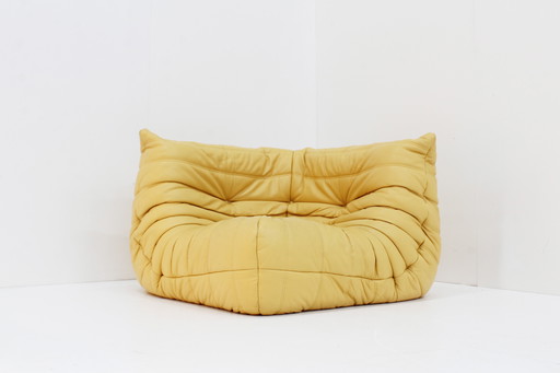Togo Corner Armchair Yellow Leather Ligne Roset Michel Ducaroy