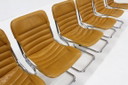 Set of 6 vintage chrome and leather dining chairs, 1970s, Italy