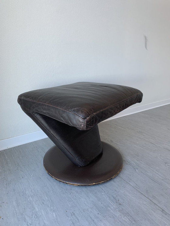 Image 1 of Repose-pieds/pouf en cuir Leolux – original avec étiquette et numéro de série