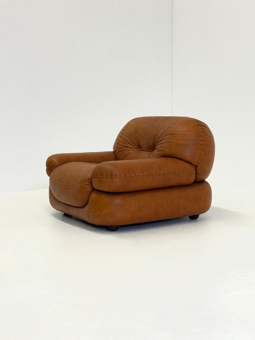 Cognacbruin leren Sapporo fauteuil voor Mobil Girgi