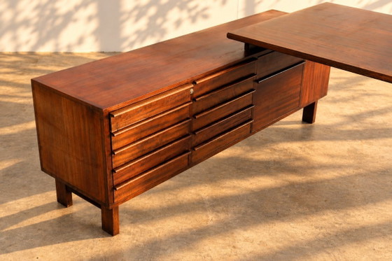 Scrivania direzionale vintage | Scrivanie | anni '50, Legno, Marrone, Mid Century Modern (foto 4 di 14)
