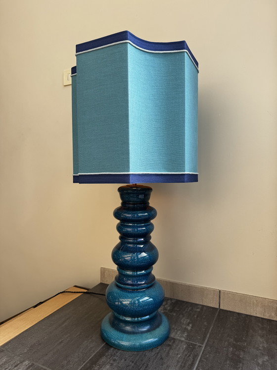Image 1 of Lampada da tavolo vintage in ceramica blu