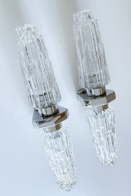 Image 1 of 2X Very Large Space Age Glass Wall Lights