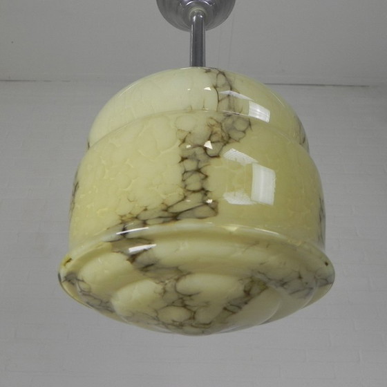 Image 1 of Art Deco pendant lamp with marbled glass shade, 1930s