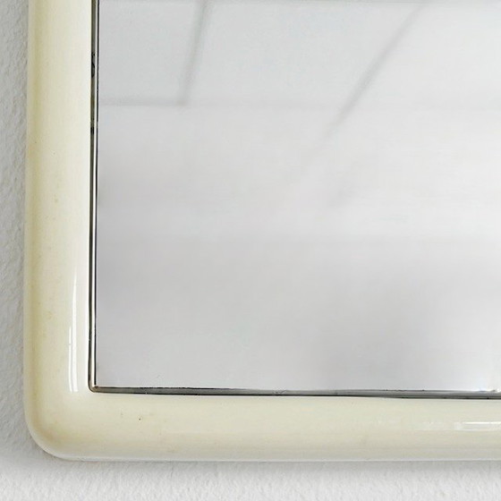 Image 1 of Vintage space age mirror cream white plastic 1970's