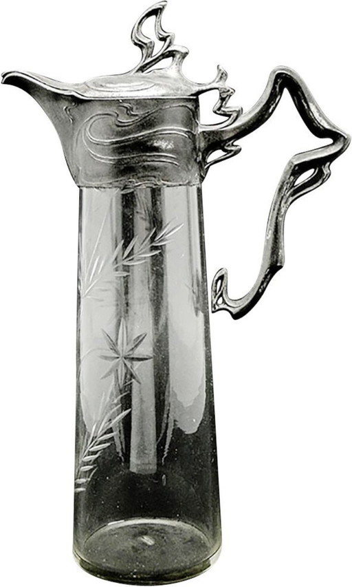 Weinkrug aus dem 20. Jahrhundert von PWQE, Deutschland, 1890er Jahre – tafelwaar, Glass, Metal (photo 2 of 13)