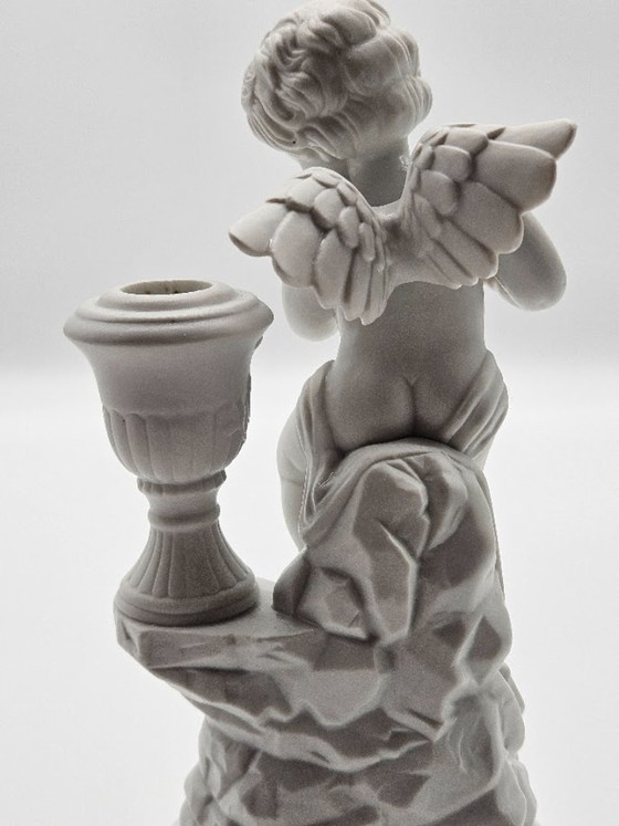 🕯️ Franklin Mint Biskuitporzellan-Kerzenständer „Amorini Di Pompei“ 1987 (Gianni Benvenuti) (photo 9 of 11)