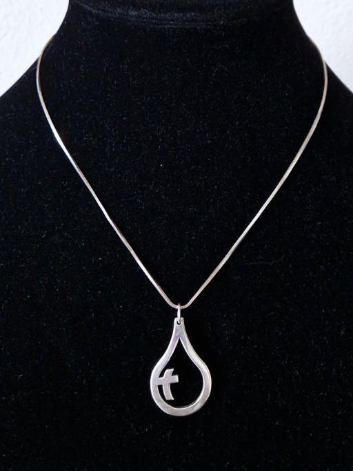 Sporrong Sweden - Silver drop pendant with matching necklace