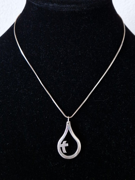 Image 1 of Sporrong Sweden - Silver drop pendant with matching necklace