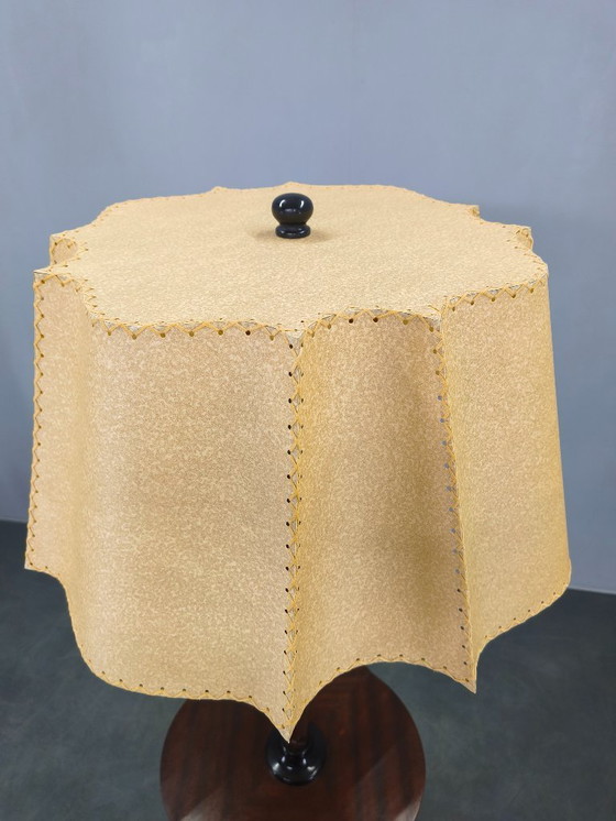 Image 1 of Lampadaire Art Déco italien avec table d'appoint, bois et métal, années 1940