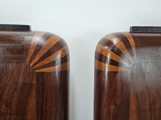 Image 1 of Coppia di letti singoli Art Decò in mogano e acero rosa, 1940