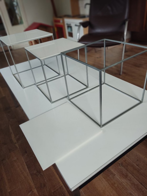PKJ71 Poule Kjaerholm Nesting Tables Dänemark 1957, PK71 Nesting Tables Poul Kjaerholm, Beistelltische (Foto 9 von 15)
