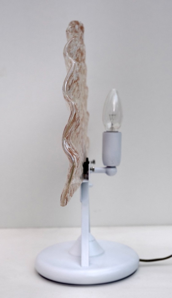 Image 1 of Paar postmoderne Italiaanse waaierlampen van geïriseerd Murano glas, jaren 1980