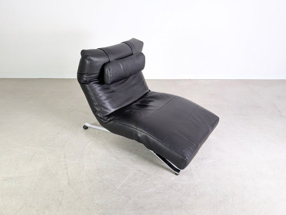 Image 1 of Originele Niels Eilersen fauteuil Jens Juul lounger leer zwart 1980
