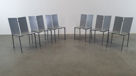 Image 1 of 6x Frans van Praet vintage stoelen belgo chrom 2000s minimalistisch design