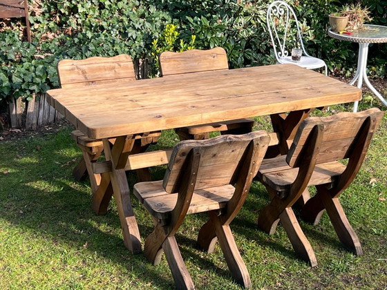 Image 1 of Robusto conjunto de jardín rústico de madera maciza con forma de tronco de árbol / cabaña