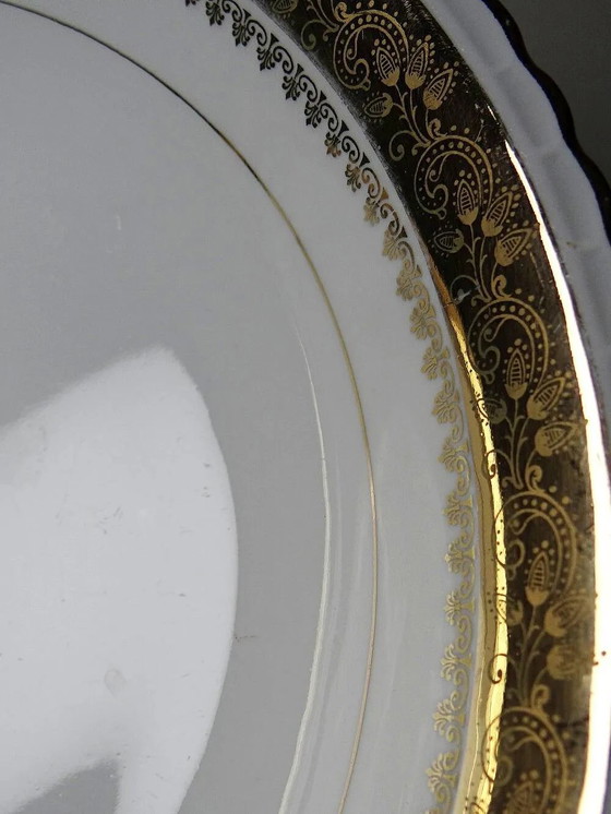 Vintage deep plate in gilded Limoges porcelain, ADP L Royal – Crockery, Gold (photo 6 of 12)