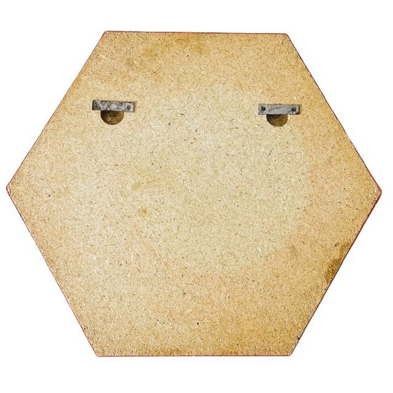 Image 1 of Mid-century space age spiegel oranje hexagon kunststof 1970's