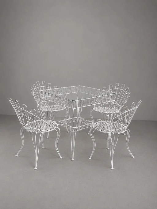 Set da pranzo da giardino in ferro battuto, Italia 1960 – eetkamerset, Glass, Italian Design (photo 2 of 7)