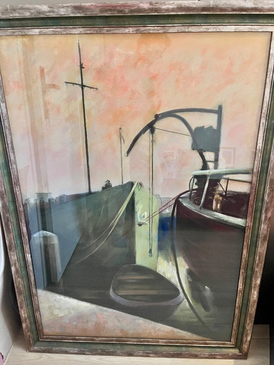 Image 1 of Vue de l'IJ, dessin au pastel de Mieke Dillo.