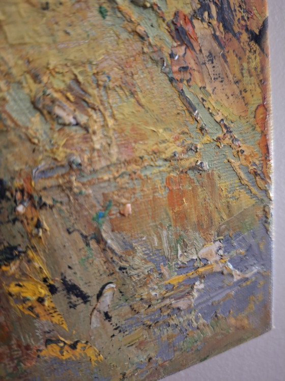 Stimmungsvolle Waldlandschaft – Farbenfrohes Gemälde mit Struktur – Stouwe K., Kunst, Wood, Canvas (photo 6 of 11)