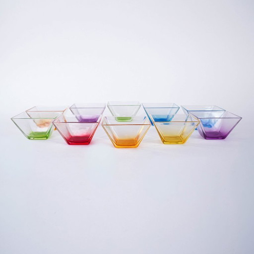 Set di ciotole quadrate in vetro, design italiano, anni '80, made in Italy