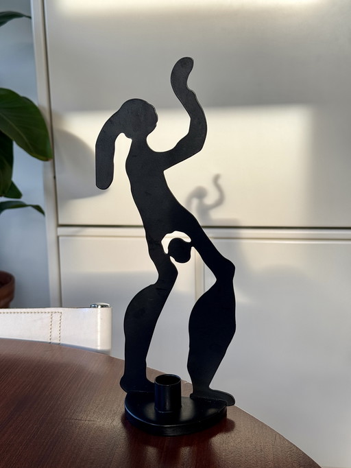 Candeliere vintage IKEA Häll design Anna Efverlund anni '90 - silhouette di donna in metallo nero