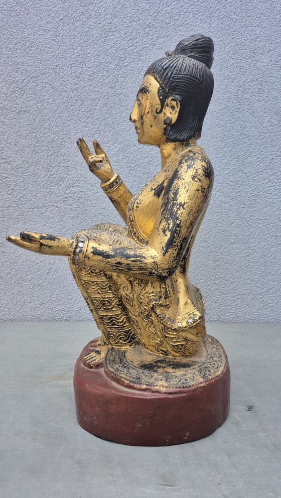 Antica Scultura Nat Birmana in Legno - XIX Secolo 51cm – Sculture (photo 6 of 15)