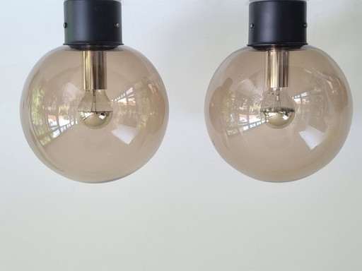 2x Ceiling lamps Glashutte Limburg Design 1970s