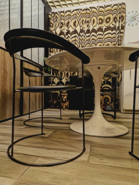 Image 1 of Suite de 5 Chaises Cuirs, Canasta d' Arrben Italy Vintage 1980